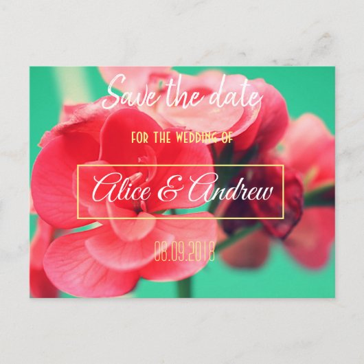 Schöne Rote Blume Save the Date Postkarte (Vorderseite)