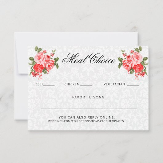 Schöne Rote Blume - UAWG / Speisen RSVP Karte (Rückseite)