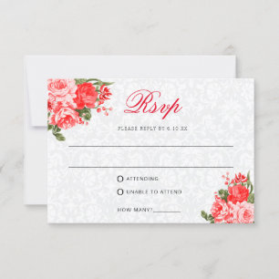 Schöne Rote Blume - UAWG / Speisen RSVP Karte