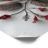 Schöne Rote Blume und Blätter Poster (Ecke)