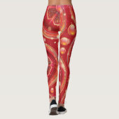 schöne rote Blume und Perlen Leggings (Rückseite)