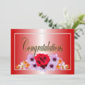 Schöne rote Blumen Design gratulieren Einladung (Stehend Vorderseite)