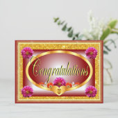 Schöne rote Blumen Design gratulieren Einladung (Stehend Vorderseite)