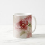 Schöne rote Blütenmuster Kaffeetasse (VorderseiteRechts)