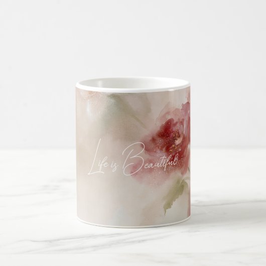 Schöne rote Blütenmuster Kaffeetasse (Mittel)