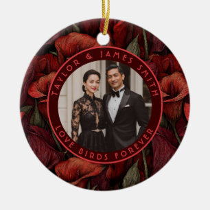 Schöne rote Calla-Lilien-Blumen minimalistische Ho Keramik Ornament