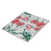 Schöne Rote Drei-Poppy-Blume Sketch Fliese (Seite)