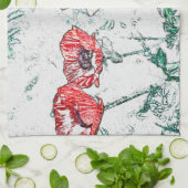 Schöne Rote Drei-Poppy-Blume Sketch Geschirrtuch (Gefaltet)