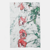 Schöne Rote Drei-Poppy-Blume Sketch Geschirrtuch (Vertikal)