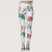 Schöne Rote Drei-Poppy-Blume Sketch Leggings (Vorderseite)