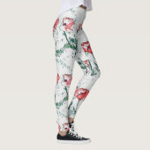 Schöne Rote Drei-Poppy-Blume Sketch Leggings (Rechts)