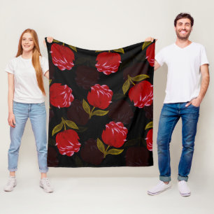 Schöne rote durchsichtige Rosen Stickmuster Fleecedecke
