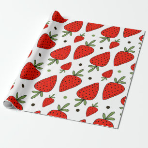 Schöne rote Erdbeeren nahtlos Muster Geschenkpapier