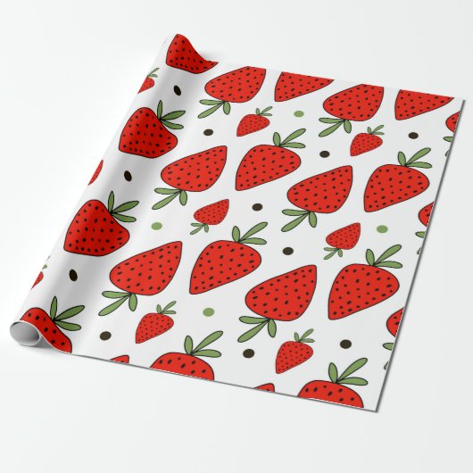 Schöne rote Erdbeeren nahtlos Muster Geschenkpapier (Ungerollt)