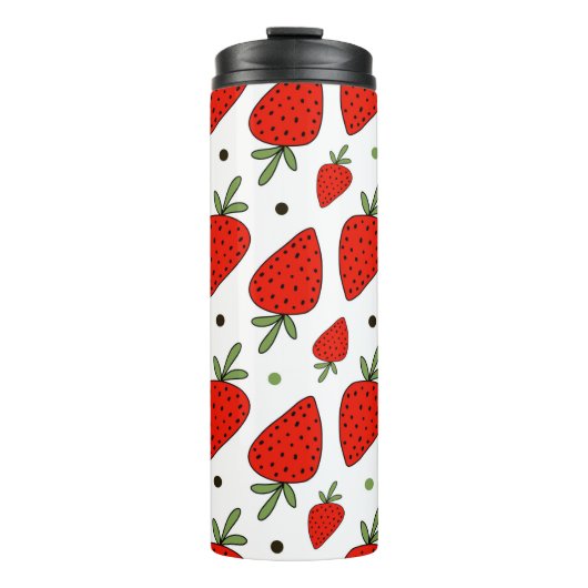 Schöne rote Erdbeeren nahtlos Muster Thermosbecher (Vorderseite)