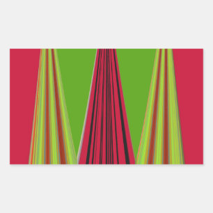 Schöne rote gelbe grüne Fraktal-Kunstgestaltung Rechteckiger Aufkleber