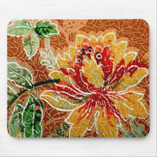 Schöne rote gelbe Vintage-Blumen-Wallpaper Mousepad