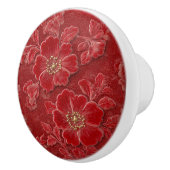 Schöne rote geprägte Blumen Keramikknauf (Rechts)