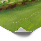 Schöne rote grüne Blumenpark-Szene Poster (Ecke)