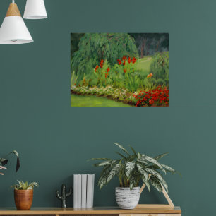 Schöne rote grüne Blumenpark-Szene Poster