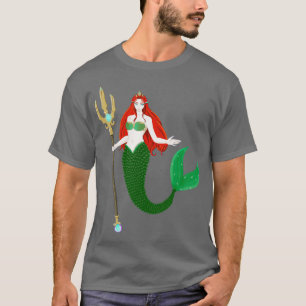 schöne rote Haar Meerjungfrau mit grüner Flossen h T-Shirt