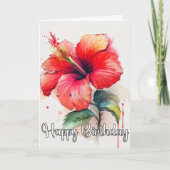 Schöne Rote Hibiskus Blume Art Karte (Vorderseite)