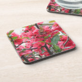 Schöne rote japanische Quitte Untersetzer (Linke Seite)