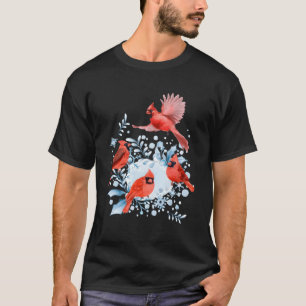 Schöne Rote Kardinal Birds Winterlandschaft für Ch T-Shirt