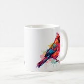 Schöne Rote Kardinal Wasserfarben-Skizze Kaffeetasse (VorderseiteRechts)