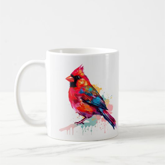 Schöne Rote Kardinal Wasserfarben-Skizze Kaffeetasse (Links)