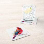 Schöne Rote Kardinal Wasserfarben-Skizze Rechteckiger Pappuntersetzer (Vor Ort)