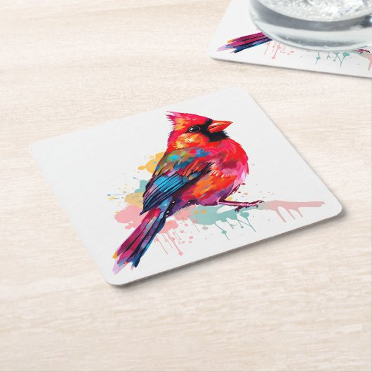 Schöne Rote Kardinal Wasserfarben-Skizze Rechteckiger Pappuntersetzer (angewinkelt)
