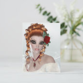 Schöne Rote Kopf Frau Postkarte (Stehend Vorderseite)