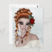 Schöne Rote Kopf Frau Postkarte (Vorne/Hinten)