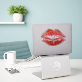 Schöne rote Kuss isolierte Vektor Kunst Aufkleber (Laptop auf Schreibtisch)