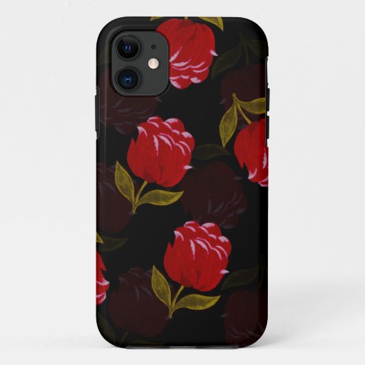 Schöne rote, lichtdurchlässige Rose Stickereimuste Case-Mate iPhone Hülle (Rückseite)