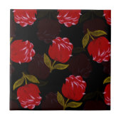 Schöne rote, lichtdurchlässige Rose Stickereimuste Fliese (Vorderseite)