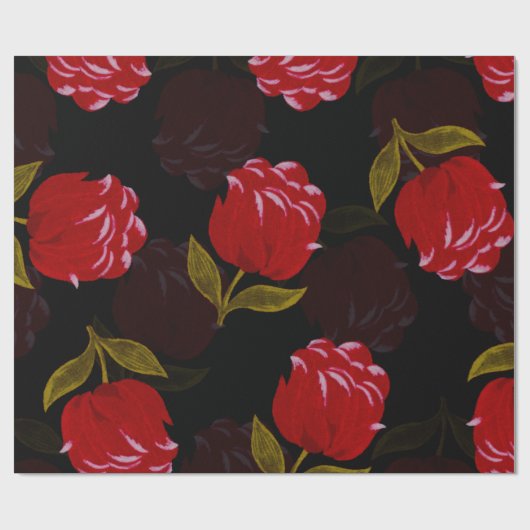 Schöne rote, lichtdurchlässige Rose Stickereimuste Geschenkpapier (Flach)