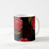 Schöne rote, lichtdurchlässige Rose Stickereimuste Kaffeetasse (VorderseiteRechts)