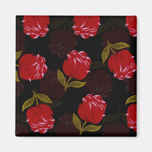 Schöne rote, lichtdurchlässige Rose Stickereimuste Magnet (Vorne)