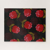 Schöne rote, lichtdurchlässige Rose Stickereimuste Puzzle (Horizontal)
