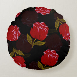 Schöne rote, lichtdurchlässige Rose Stickereimuste Rundes Kissen