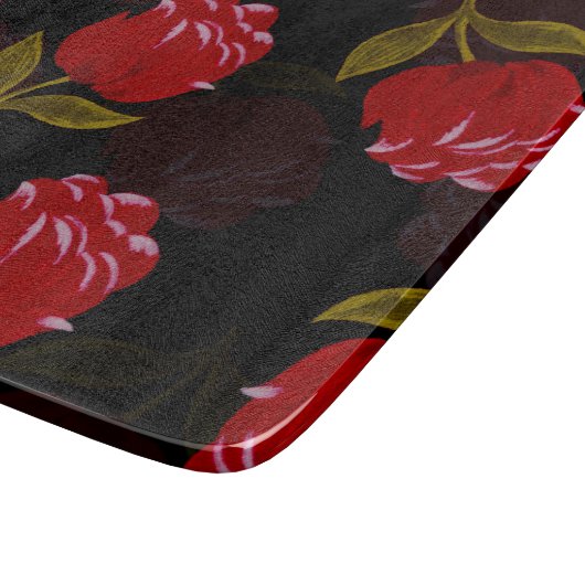 Schöne rote, lichtdurchlässige Rose Stickereimuste Schneidebrett (Ecke)