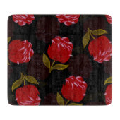 Schöne rote, lichtdurchlässige Rose Stickereimuste Schneidebrett (Vorderseite)