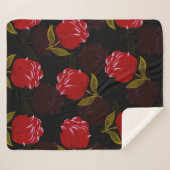 Schöne rote, lichtdurchlässige Rose Stickereimuste Sherpadecke (Vorderseite (Horizontal))