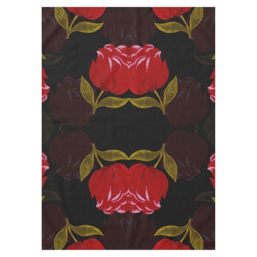 Schöne rote, lichtdurchlässige Rose Stickereimuste Tischdecke (Vorderseite)