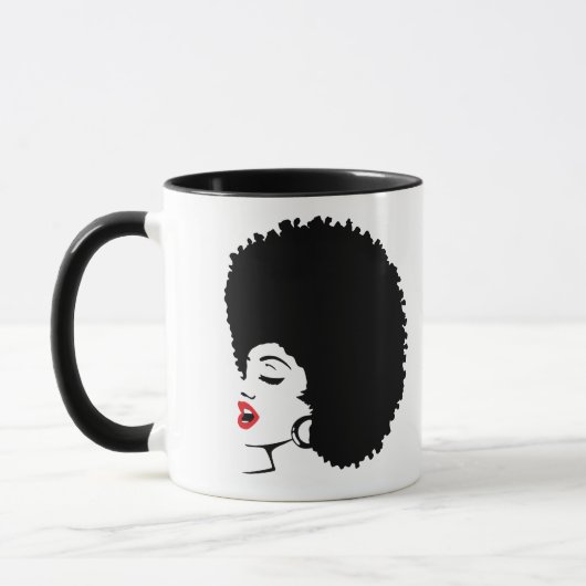 Schöne rote Lippen Afro Tasse (Links)