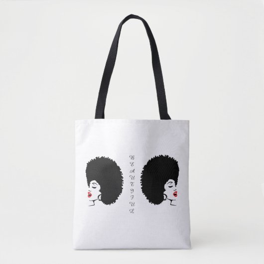 Schöne rote Lippen Afro-Tragetasche Tasche (Vorderseite)