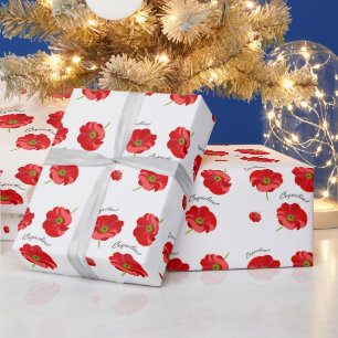 Schöne rote Mohnblume Geschenkpapier