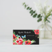 Schöne Rote Mohnblume mit Schere Visitenkarte (Stehend Vorderseite)